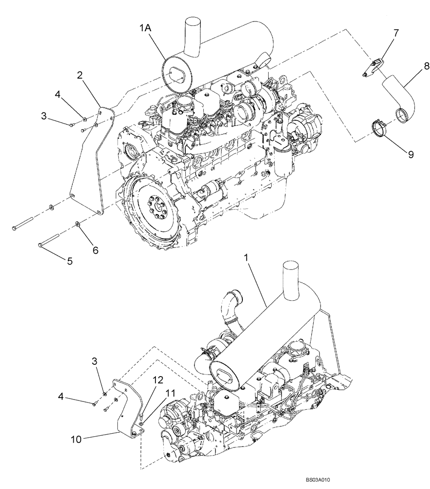 Схема запчастей Case 521D - (02-11) - MUFFLER - EXHAUST SYSTEM (02) - ENGINE