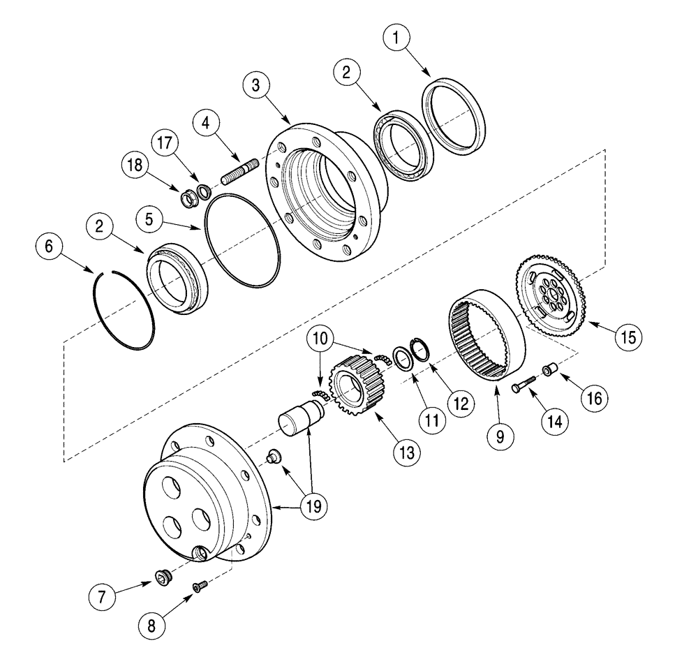 Схема запчастей Case 960 - (06-24) - AXLE, FRONT HUB, WHEEL AND PLANETARY CARRIER (06) - POWER TRAIN