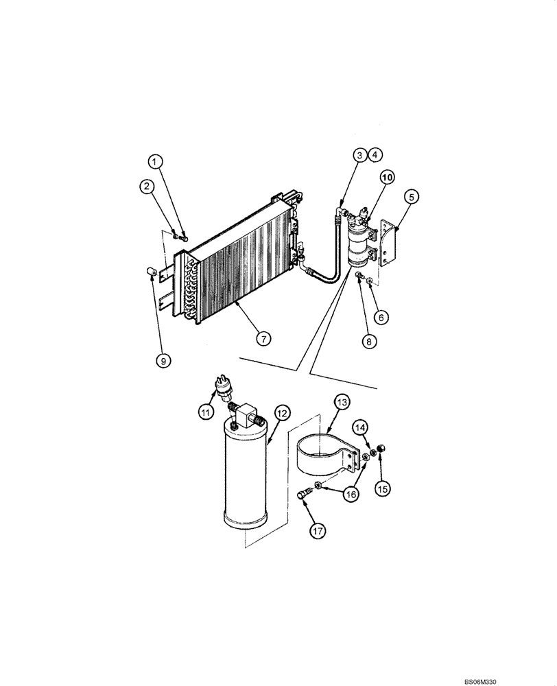 Схема запчастей Case 845 - (09.46[00]) - AIR CONDITIONING - CONDENSER MOUNTING (09) - CHASSIS