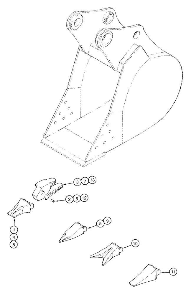 Схема запчастей Case 9050B - (9-136) - ESCO BUCKET TOOTH OPTIONS (09) - CHASSIS/ATTACHMENTS