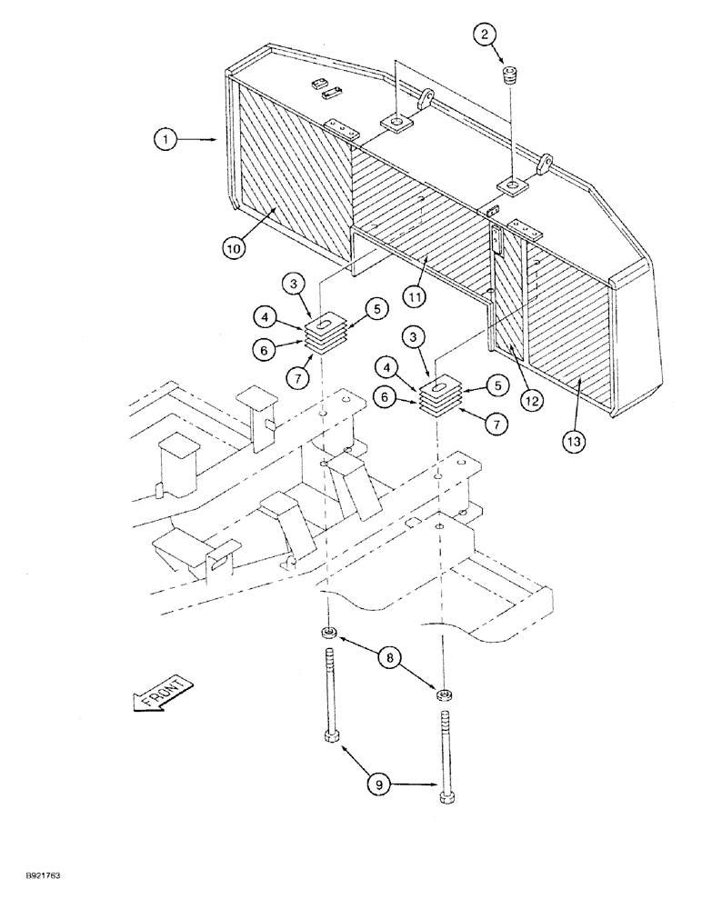 Схема запчастей Case 9030 - (9-10) - COUNTERWEIGHT (09) - CHASSIS