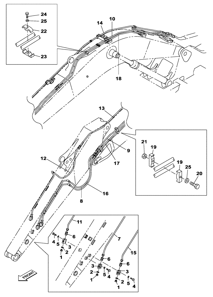 Схема запчастей Case CX350C - (08-019[00]) - HYDRAULIC CIRCUIT - DIPPER - 3.25 M - LOW FLOW (08) - HYDRAULICS