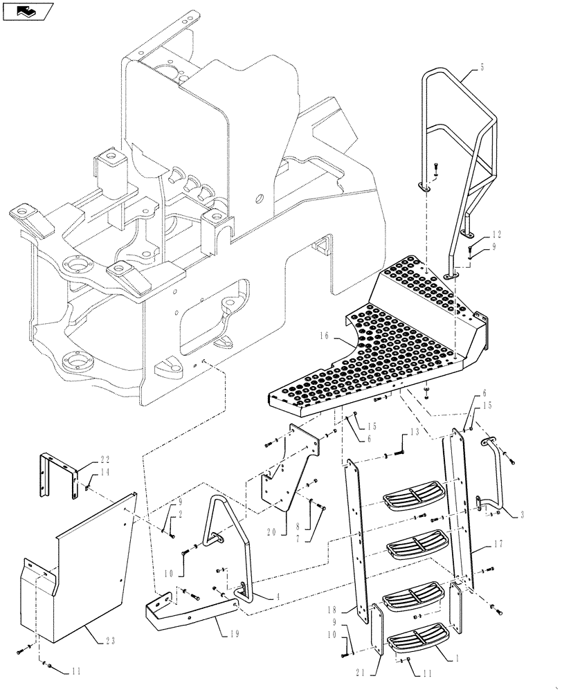 Схема запчастей Case 1121F - (90.118.01) - STEPS, LEFT SIDE (90) - PLATFORM, CAB, BODYWORK AND DECALS