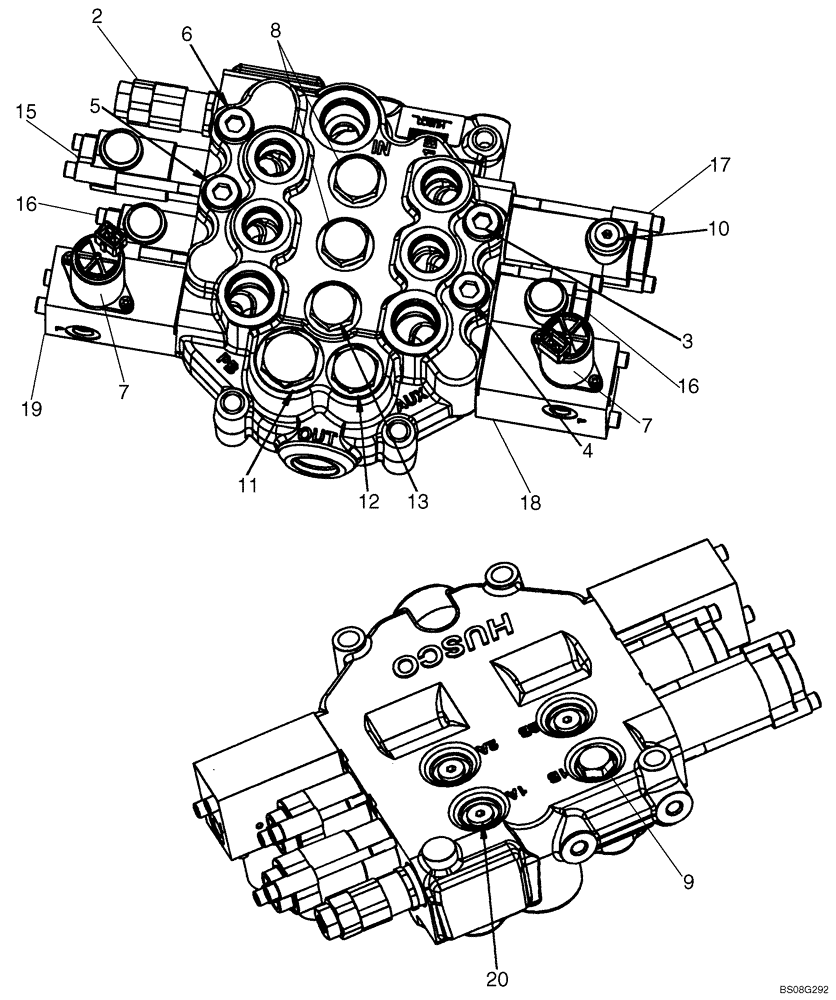 Схема запчастей Case 450 - (08-21B) - CONTROL VALVE - 87546975 VALVE ASSY (EH PILOT CONTROL) (08) - HYDRAULICS