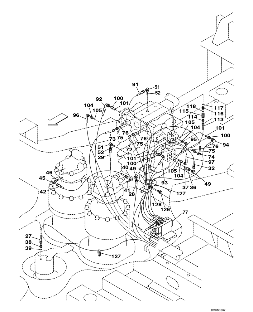 Схема запчастей Case CX800 - (08-39) - HYDRAULICS - PILOT PRESSURE, RETURN LINES (08) - HYDRAULICS