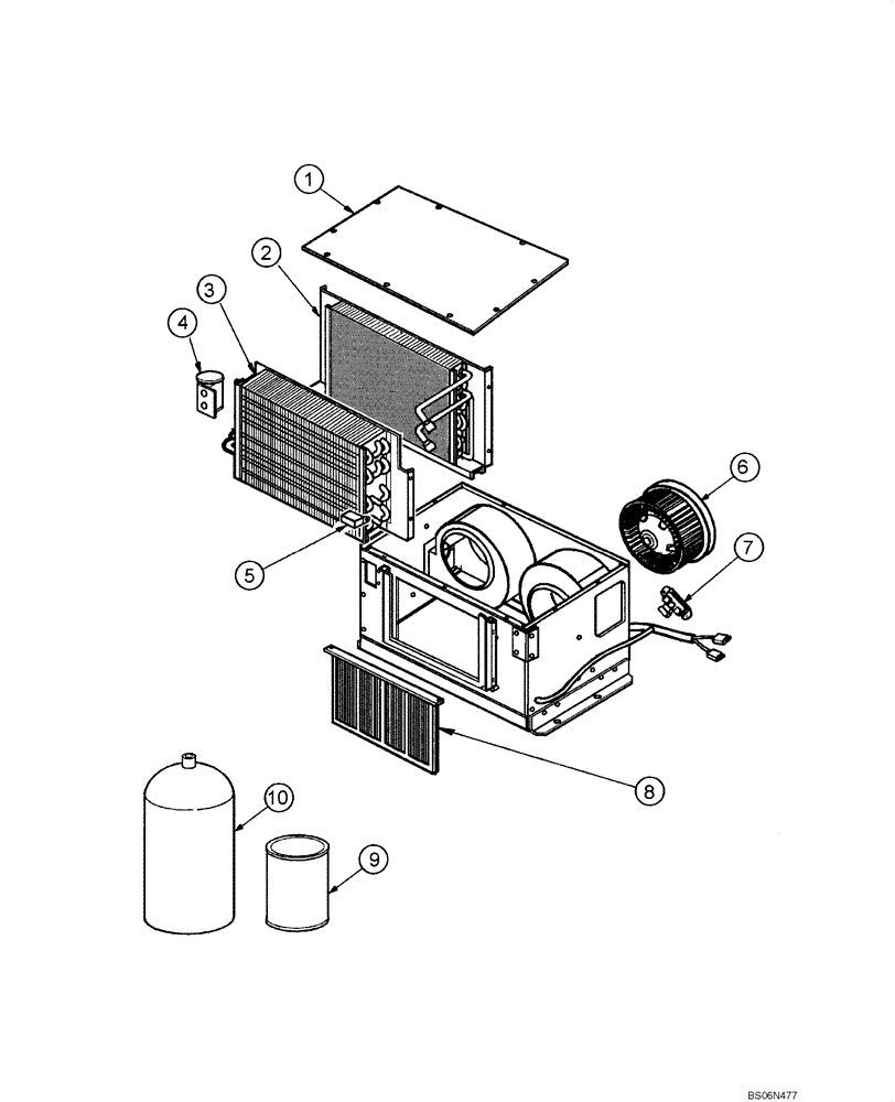 Схема запчастей Case 845 - (09.47A[00]) - AIR CONDITIONING - EVAPORATOR MOUNTING (SN 4AF03020 - ) (09) - CHASSIS