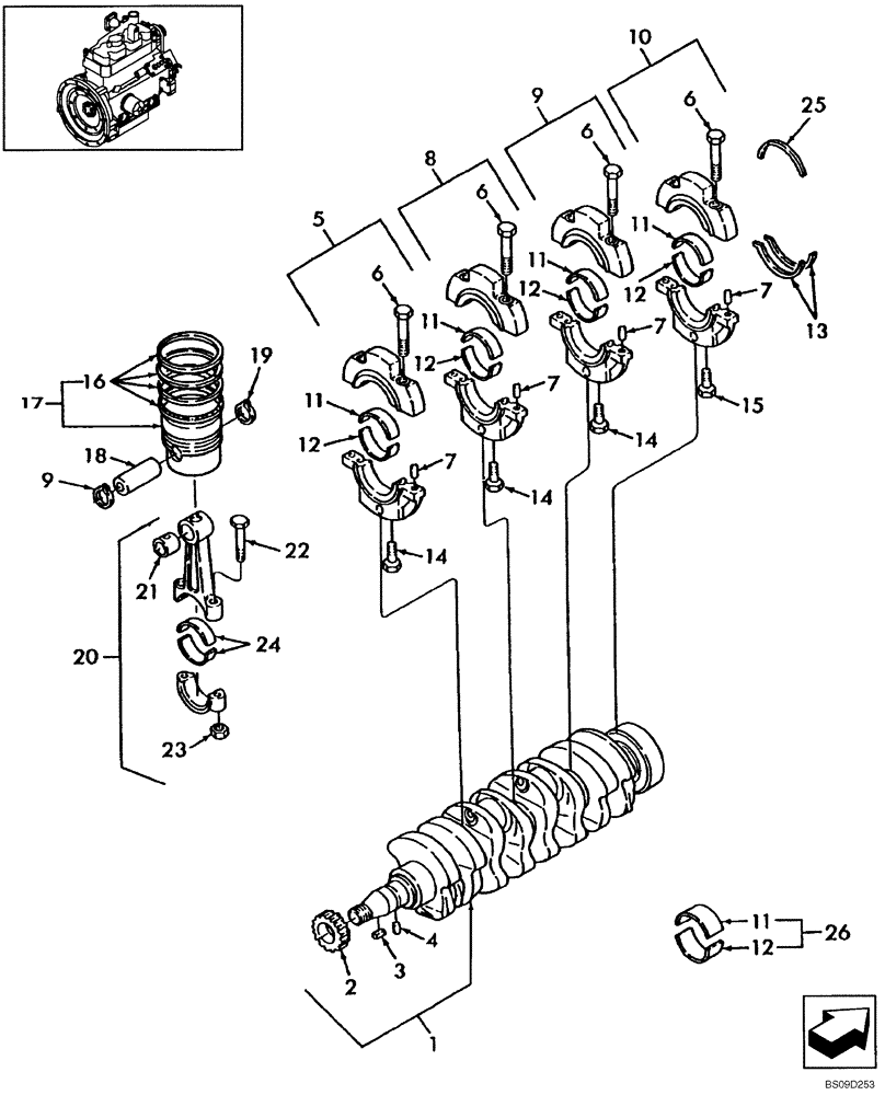 Схема запчастей Case ISM N844 - (10.103.01) - CRANKSHAFT & PISTONS (10) - ENGINE