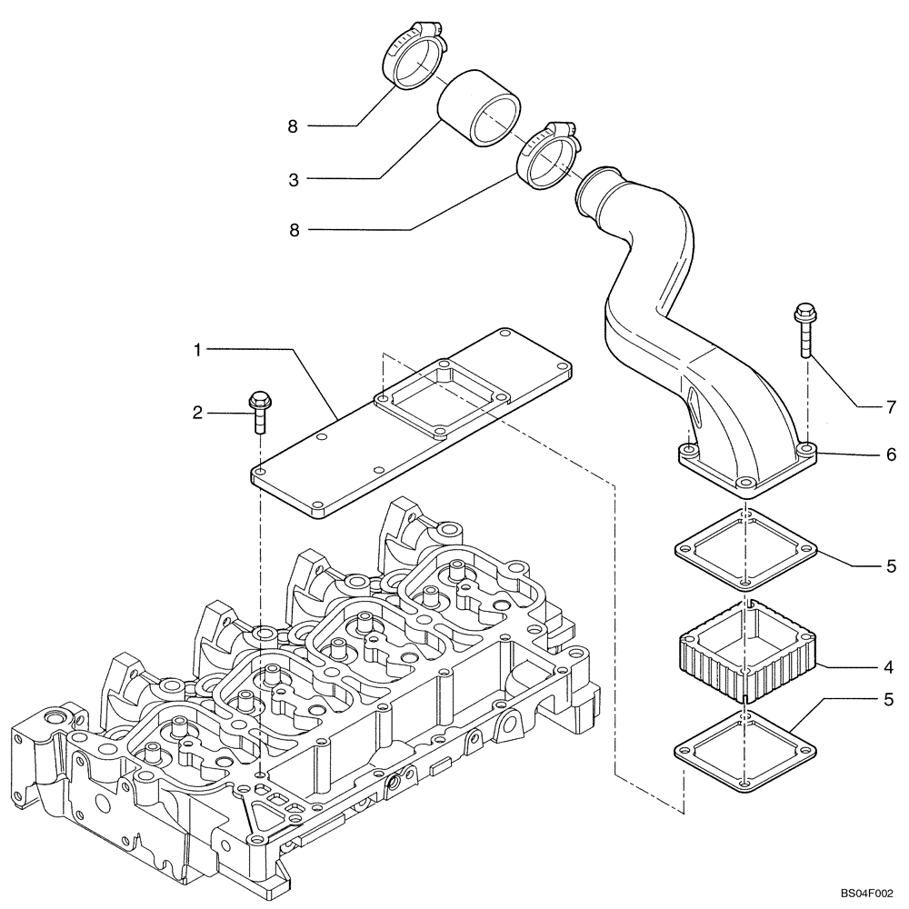 Схема запчастей Case 440 - (02-19) - MANIFOLD - INTAKE (02) - ENGINE