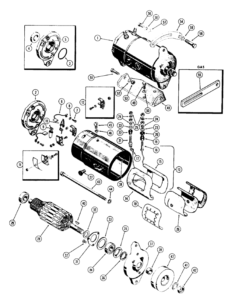 Схема запчастей Case 310G - (076) - D34009 GENERATOR AND MOUNTING PARTS, 148B SPARK IGNITION & 188 DIESEL ENGINES (06) - ELECTRICAL SYSTEMS