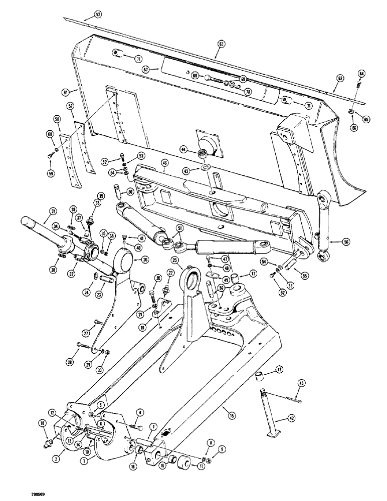 Схема запчастей Case 350 - (376) - POWER ANGLE-TILT DOZER - C-FRAME, MOLDDBOARD AND CYLINDERS USED BEFORE SN 3047966 (05) - UPPERSTRUCTURE CHASSIS