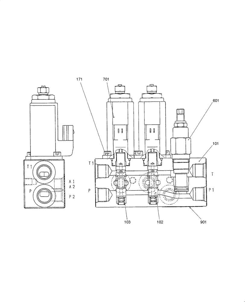 Схема запчастей Case CX36B - (HC850-01[1]) - SOLENOID VALVE (35) - HYDRAULIC SYSTEMS