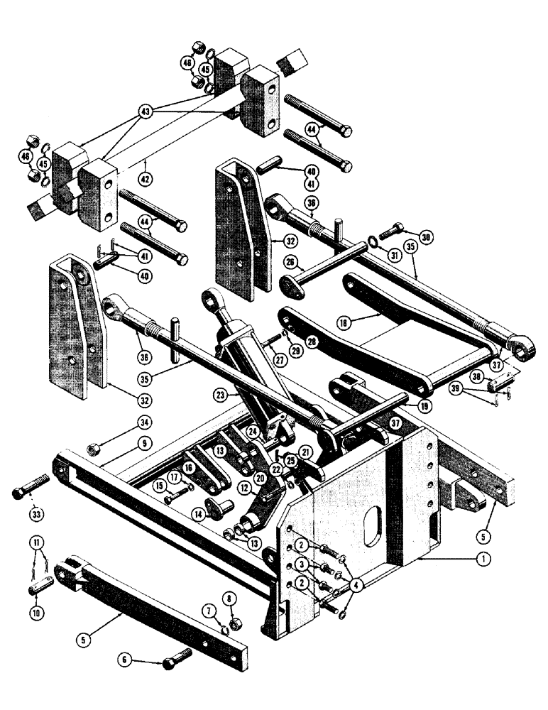 Схема запчастей Case 600 - (230) - TOOL BAR INSTALLATION, FRAME, TOOL BAR, CYLINDER, BRACKETS (05) - UPPERSTRUCTURE CHASSIS