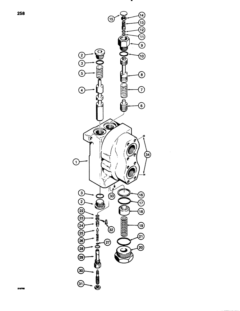 Схема запчастей Case 780B - (258) - BACKHOE CONTROL VALVE, INLET AND OUTLET SECTION (08) - HYDRAULICS