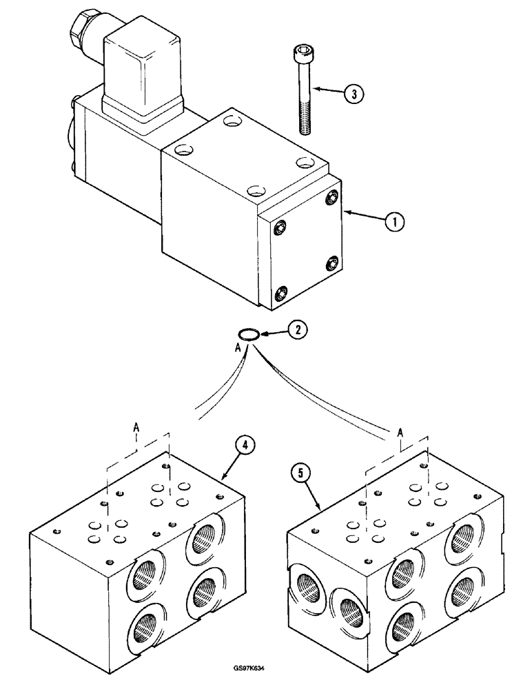 Схема запчастей Case 220B - (8-148) - SOLENOID CONTROL VALVE, 35 BAR, P.I.N. 74441 THROUGH 74597, P.I.N. 03201 AND AFTER (08) - HYDRAULICS