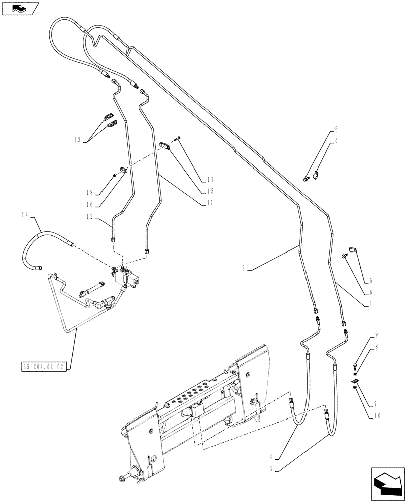 Схема запчастей Case TR320 - (35.734.AH[02]) - HYDRAULIC COUPLER, ARM PLUMBING (SR220,SR250,TR320) (35) - HYDRAULIC SYSTEMS