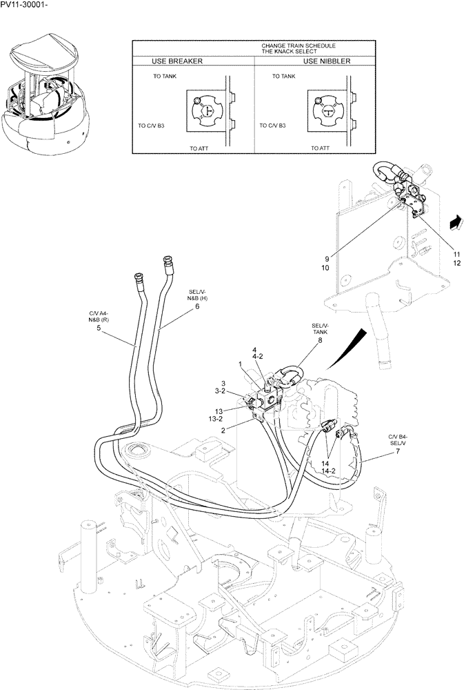 Схема запчастей Case CX27B - (01-024) - HYD LINES, UPP (NIBBLER & BREAKER) (35) - HYDRAULIC SYSTEMS