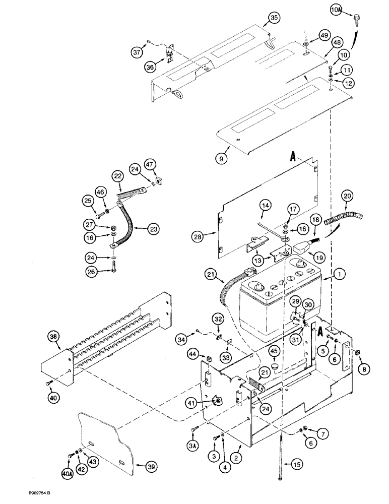 Схема запчастей Case 580SK - (4-18) - BATTERY, BATTERY BOX, TOOL BOX, AND MOUNTING PARTS (04) - ELECTRICAL SYSTEMS