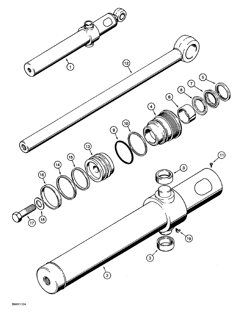 Схема запчастей Case 590 - (8-105A) - 110306A1 LOADER BUCKET CYLINDERS (08) - HYDRAULICS