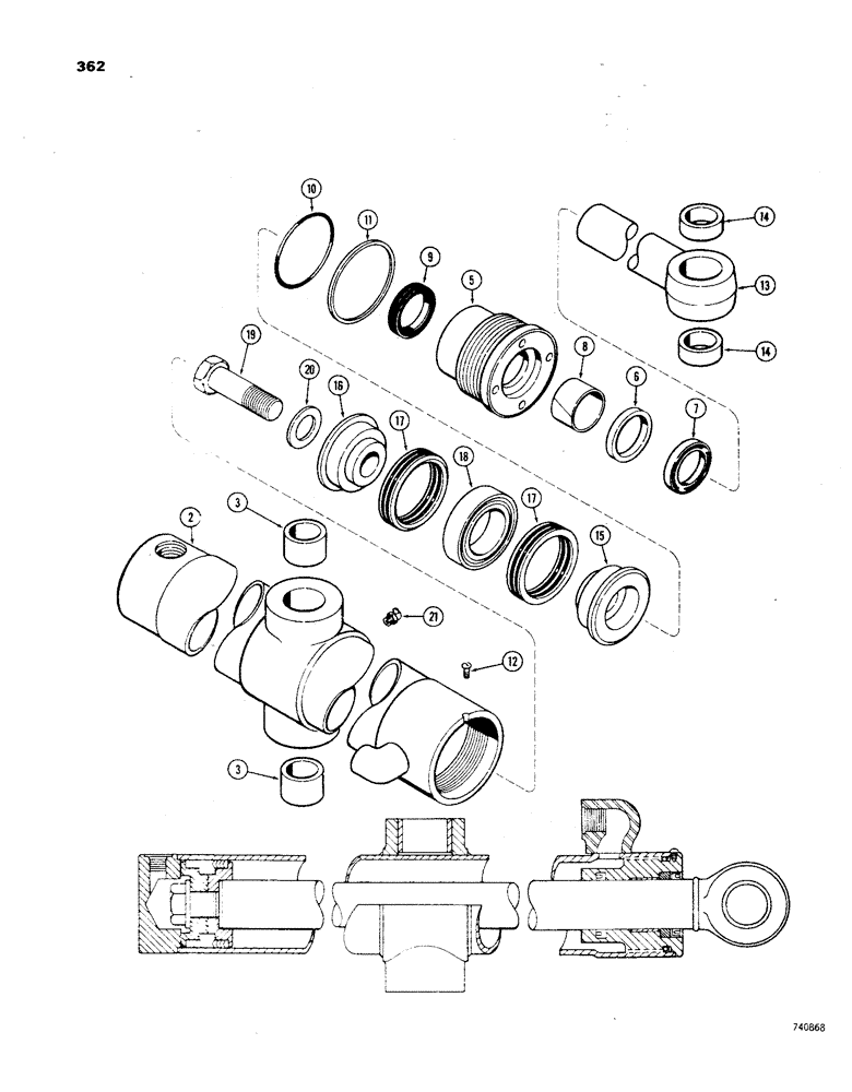 Схема запчастей Case 850 - (362) - G33511 RIPPER CYLINDER, GLAND IS STAMPED WITH CYLINDER PART NUMBER (07) - HYDRAULIC SYSTEM