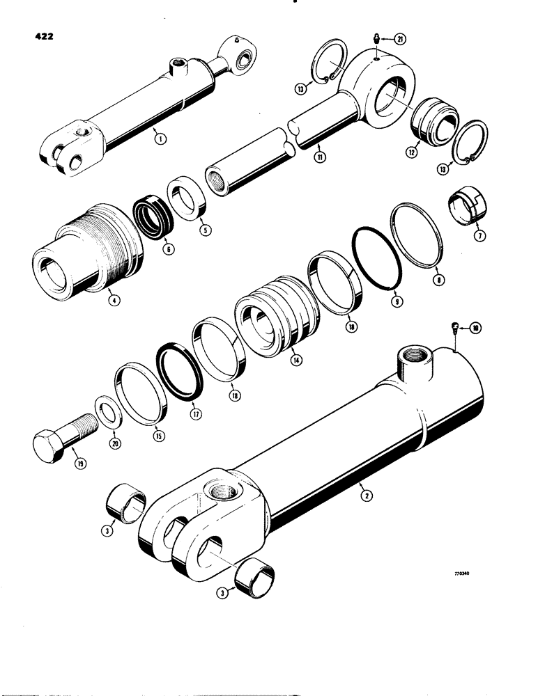 Схема запчастей Case 580C - (422) - G101188 3-POINT HITCH TILT CYLINDER, WITH ONE PIECE PISTON (08) - HYDRAULICS