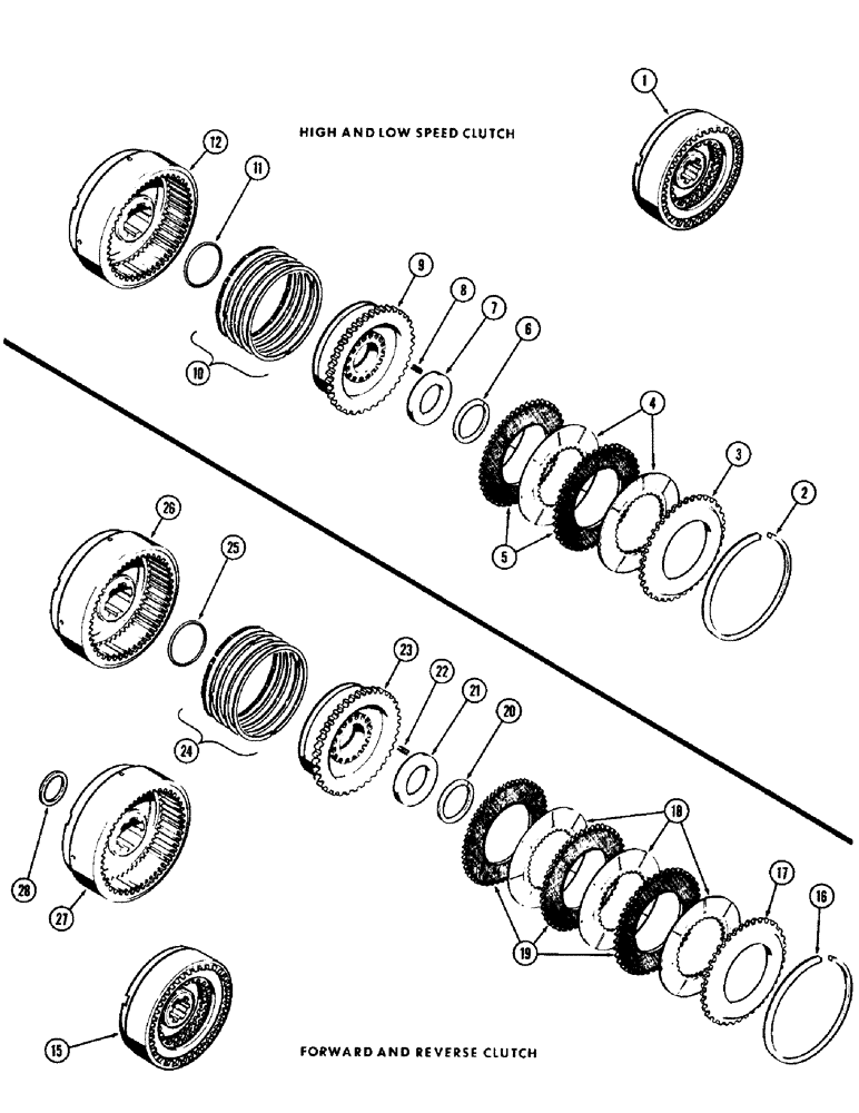 Схема запчастей Case 750 - (084) - A50023 HIGH AND LOW SPEED CLUTCH, USED PRIOR TO TRANS. S/N 2129206 (03) - TRANSMISSION