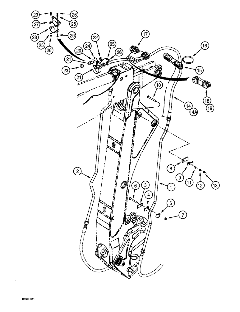 Схема запчастей Case 570LXT - (8-050) - BACKHOE AUXILIARY HYDRAULICS, AT BOOM AND DIPPER (08) - HYDRAULICS