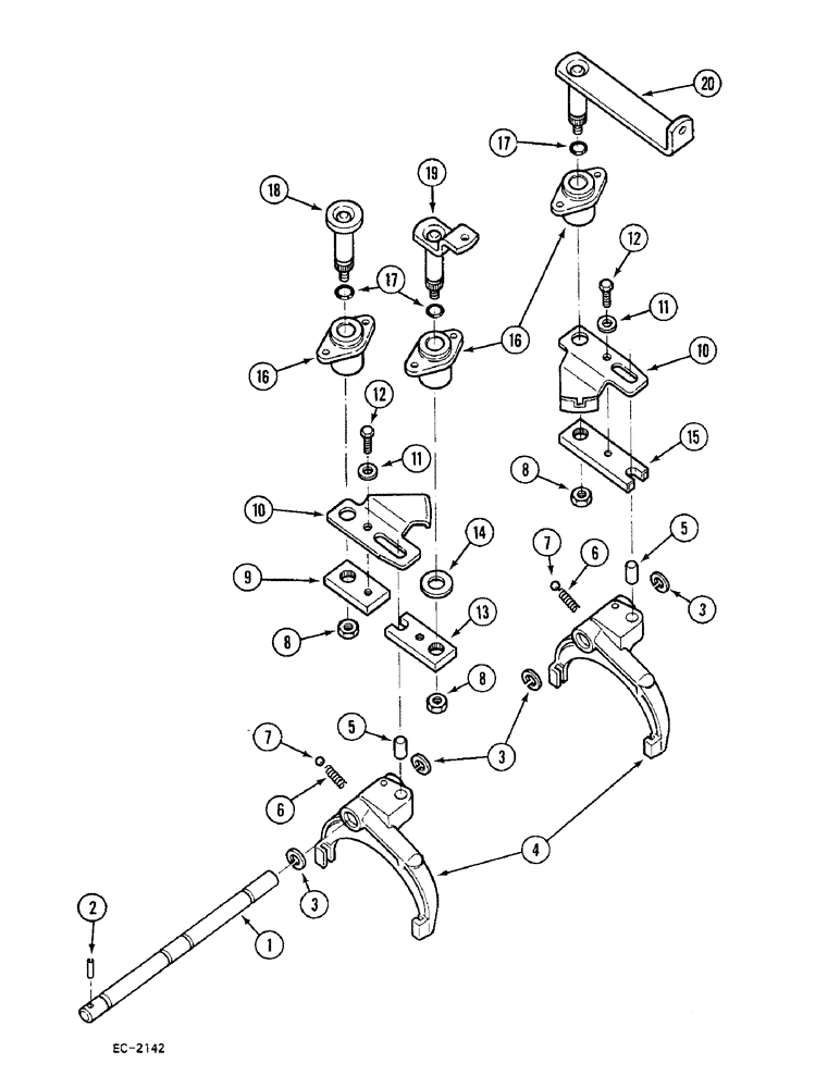 Схема запчастей Case 380B - (6-170) - GEAR SHIFT MECHANISM, SPEED TRANSMISSION (06) - POWER TRAIN