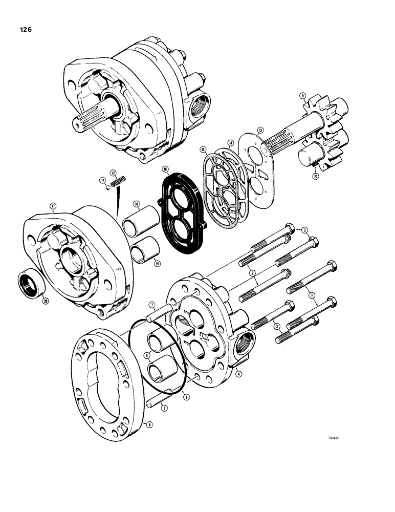 Схема запчастей Case 1830 - (126) - D61905 HYDRAULIC EQUIPMENT PUMP, CESSNA NO. 24303-RAD (35) - HYDRAULIC SYSTEMS