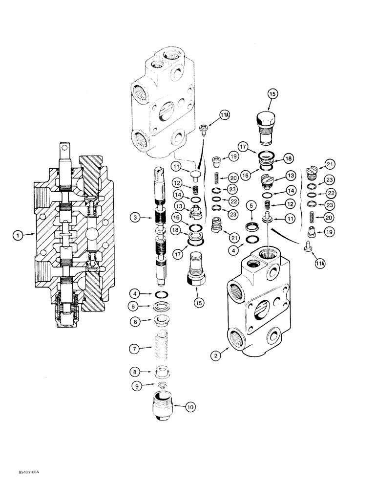 Схема запчастей Case 480F - (8-098) - BACKHOE CONTROL VALVE, DIPPER EXTENSION SECTION (08) - HYDRAULICS