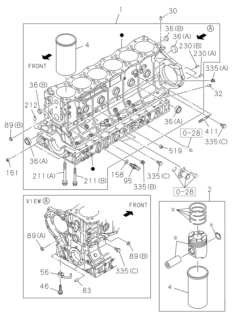 Схема запчастей Case CX470C - (02-012-01[01]) - CYLINDER BLOCK (01) - ENGINE