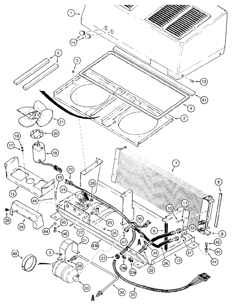 Схема запчастей Case 921B - (9-070) - AIR CONDITIONING CONDENSER AND MOUNTING (09) - CHASSIS/ATTACHMENTS