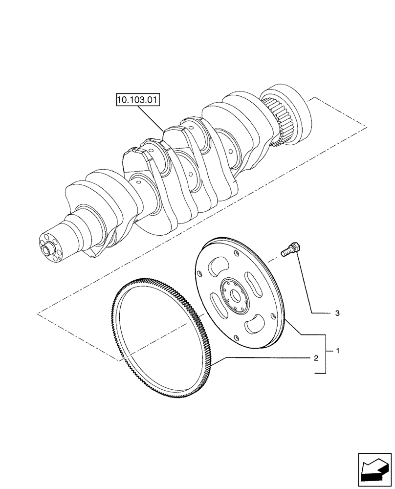 Схема запчастей Case 580SN - (10.103.03) - FLYWHEEL - ENGINE (580SN, 580SN WT, 590SN) (10) - ENGINE