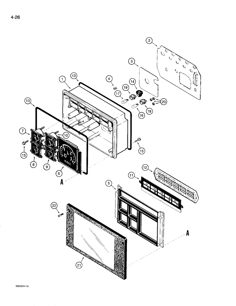 Схема запчастей Case 780D - (4-26) - INSTRUMENT CLUSTER (04) - ELECTRICAL SYSTEMS