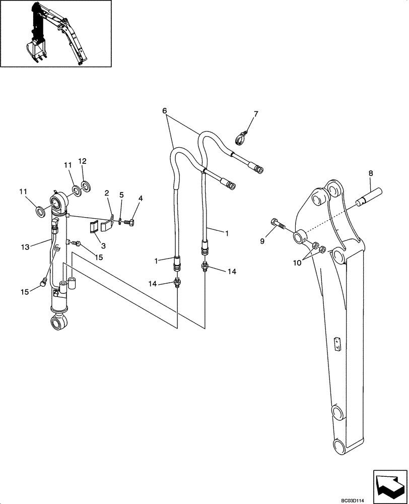 Схема запчастей Case CX36 - (08-21[00]) - HYDRAULIC LINES - ARM (CX36 ASN PX11 - 08901) (08) - HYDRAULICS