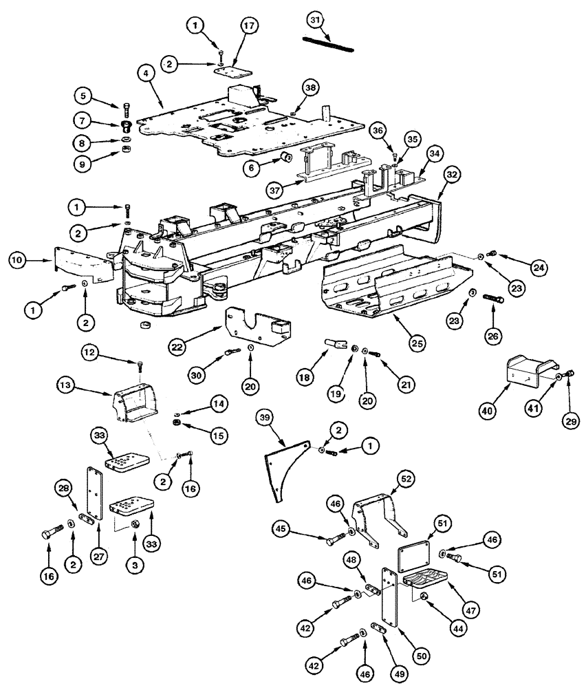 Схема запчастей Case 885 - (09-004[01]) - REAR CHASSIS (09) - CHASSIS/ATTACHMENTS