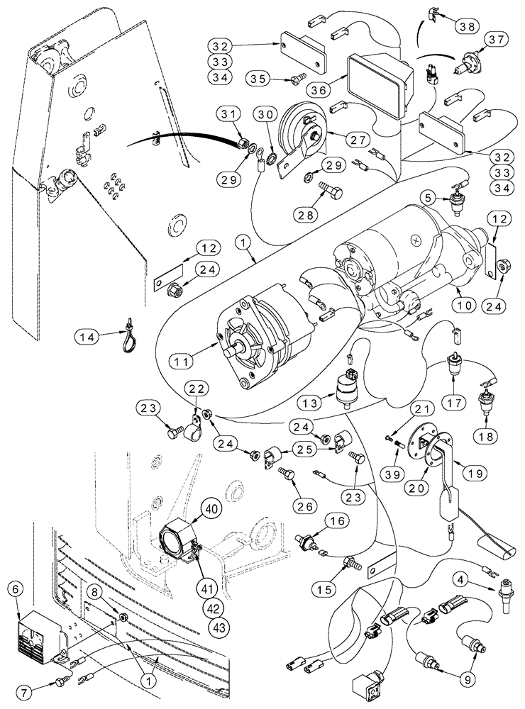 Схема запчастей Case 95XT - (04-11) - CHASSIS HARNESS, REAR (NORTH AMERICA JAF0237964-) (04) - ELECTRICAL SYSTEMS