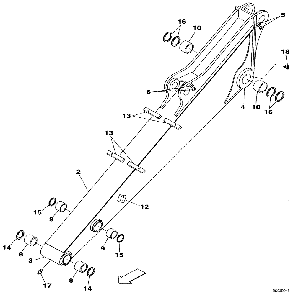 Схема запчастей Case CX75SR - (09-44) - ARM, STANDARD - 2,10 M (6 FT 11 IN ) (09) - CHASSIS/ATTACHMENTS