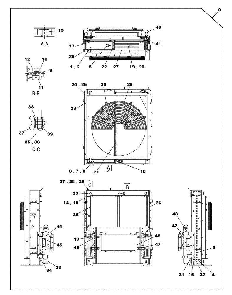 Схема запчастей Case CX470C - (02-004-02[01]) - RADIATOR ASSY (01) - ENGINE