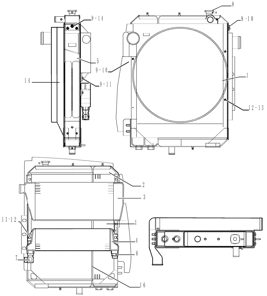 Схема запчастей Case TX1055 - (1.17.0[05]) - ENGINE COOLING (10) - ENGINE