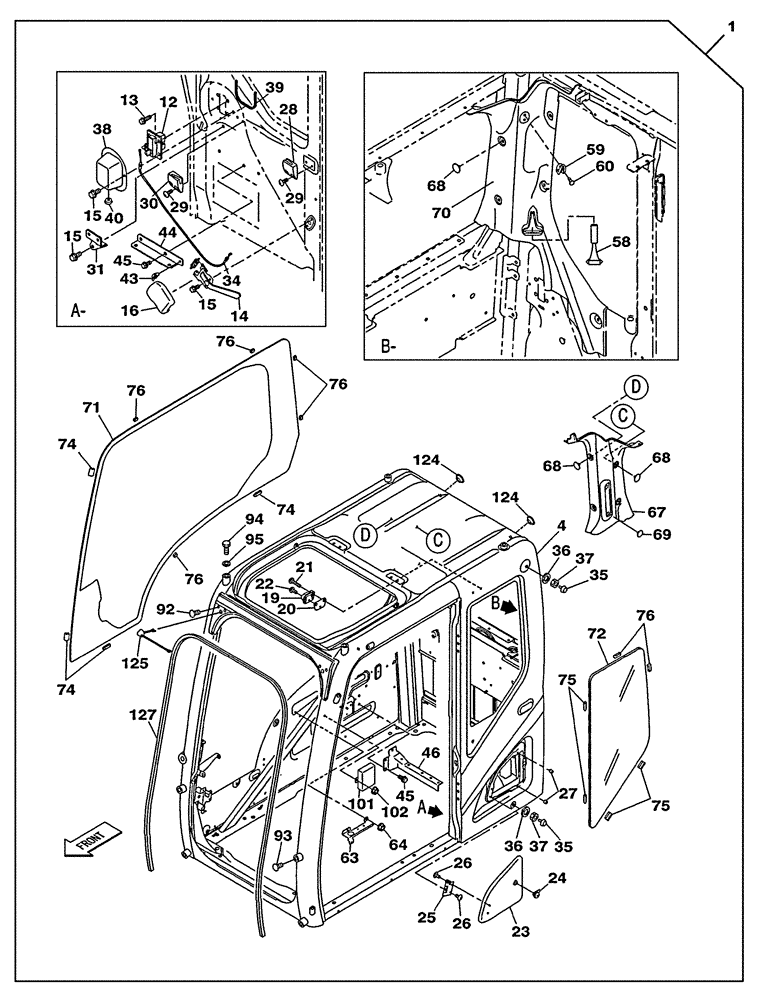 Схема запчастей Case CX470C - (09-029-00[01]) - CAB - GLASS - INSTRUMENT PANEL (05.1) - UPPERSTRUCTURE CHASSIS/ATTACHMENTS