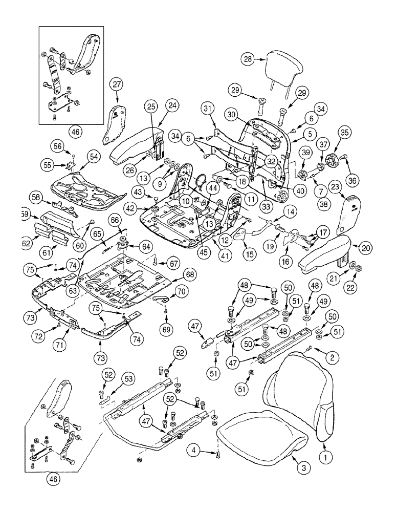 Схема запчастей Case 865B AWD - (09-53[04]) - SEAT ASSEMBLY - UPPER SEAT ASSEMBLY (OPTIONAL) (09) - CHASSIS/ATTACHMENTS