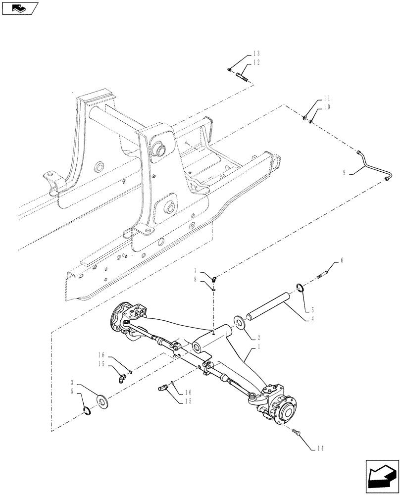 Схема запчастей Case 588H - (27.550.01) - STEERING AXLE INSTALLATION, 2WD (27) - REAR AXLE SYSTEM