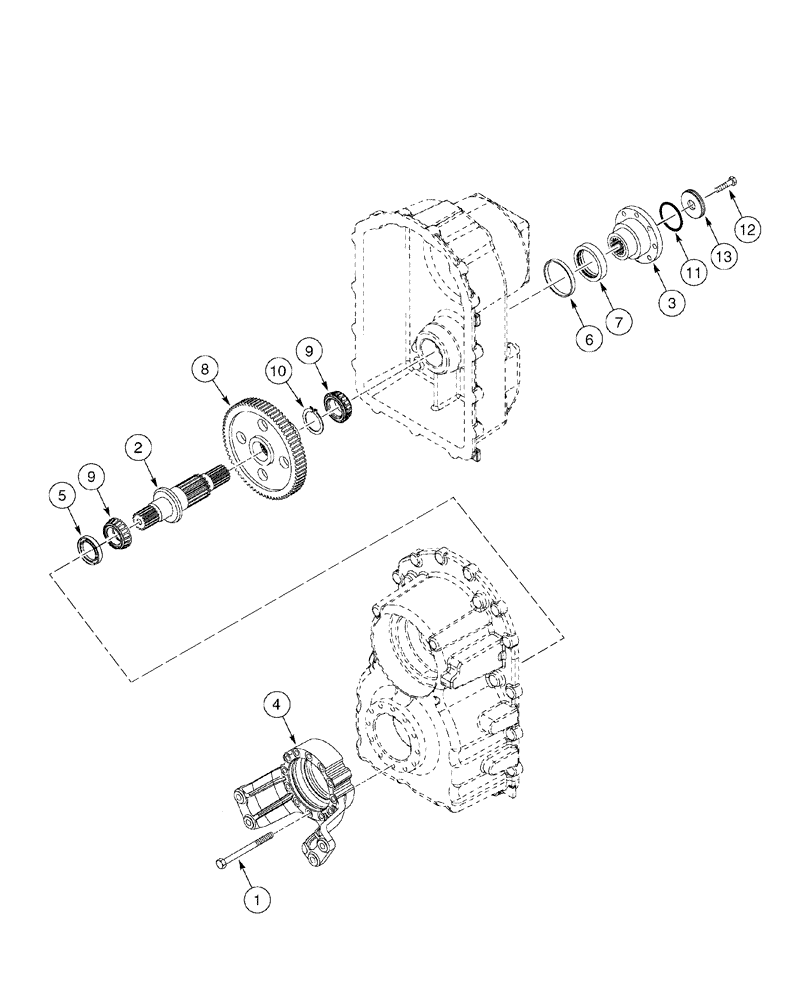 Схема запчастей Case 960 - (06-17) - TRANSMISSION SHAFT, OUTPUT (06) - POWER TRAIN