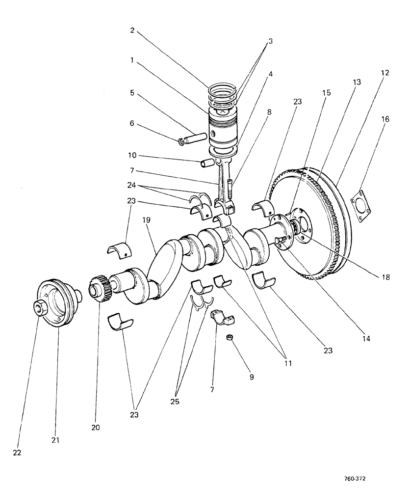 Схема запчастей Case 580F - (016) - ENGINE, PISTONS AND CRANKSHAFT (10) - ENGINE