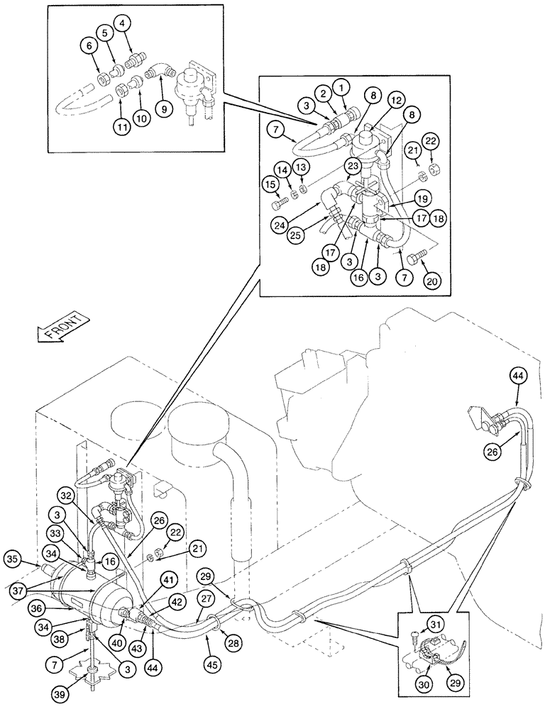 Схема запчастей Case 9050 - (8-88) - AIR LINES (08) - HYDRAULICS