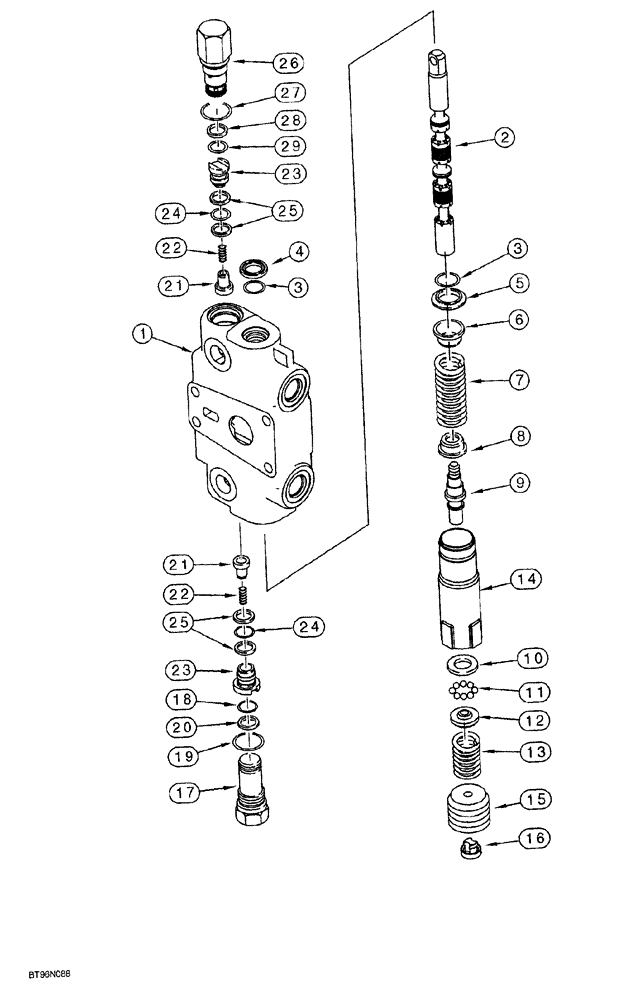 Схема запчастей Case 1150G - (8-068) - LIFT SECTION, WITH MANUAL DETENT, JJG0218023 AND JJG0218479 AND AFTER (07) - HYDRAULIC SYSTEM