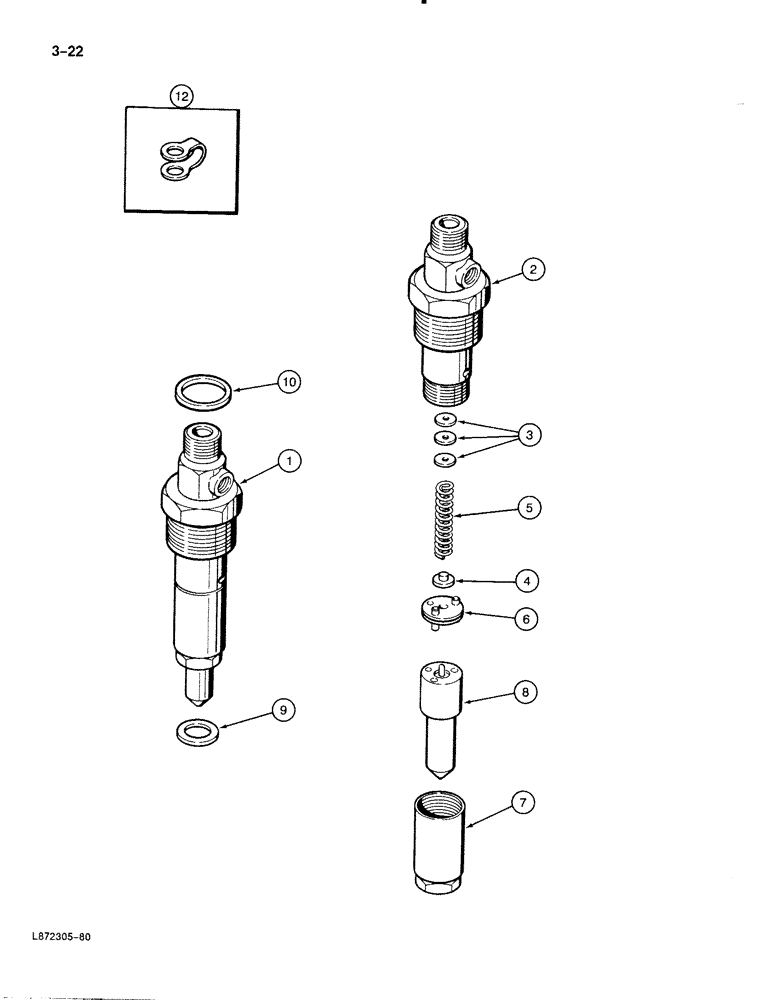 Схема запчастей Case 888 - (3-022) - FUEL INJECTION NOZZLE, 6T-590 DIESEL ENGINE (03) - FUEL SYSTEM