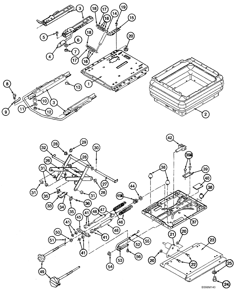 Схема запчастей Case 921E - (09-46) - SEAT ASSY, MECHANICAL SUSPENSION - VINYL (09) - CHASSIS