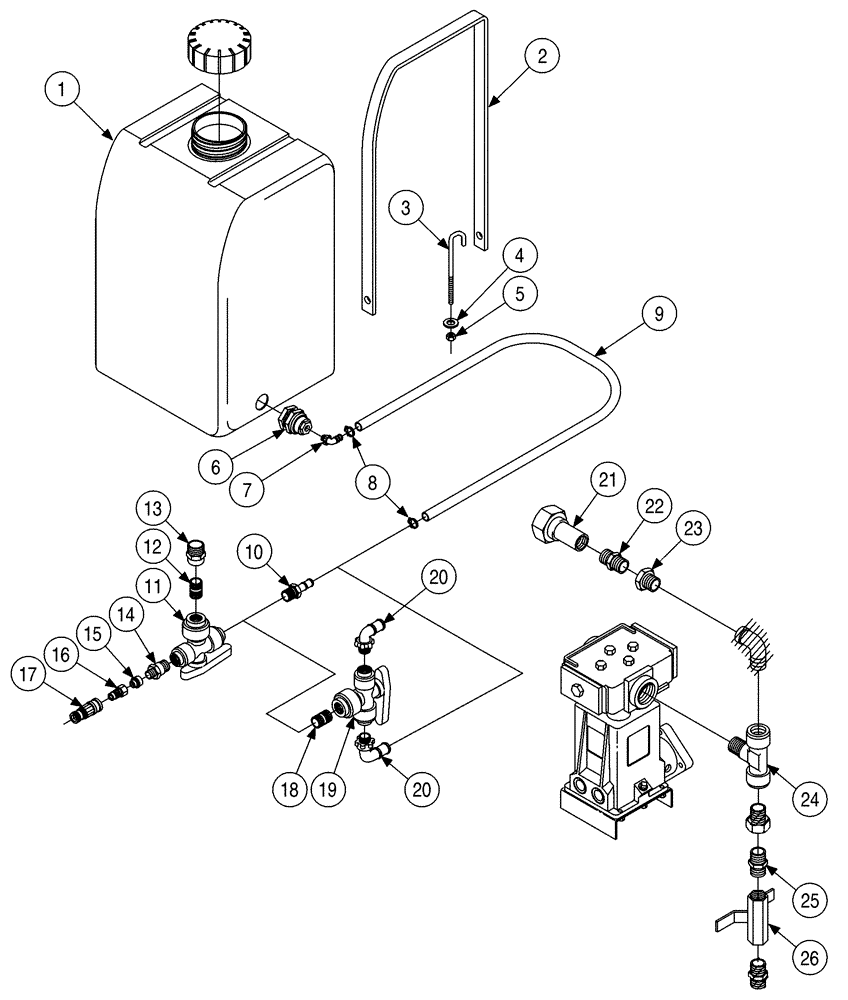 Схема запчастей Case 6010 - (09-26) - TANK - WATER (89) - TOOLS