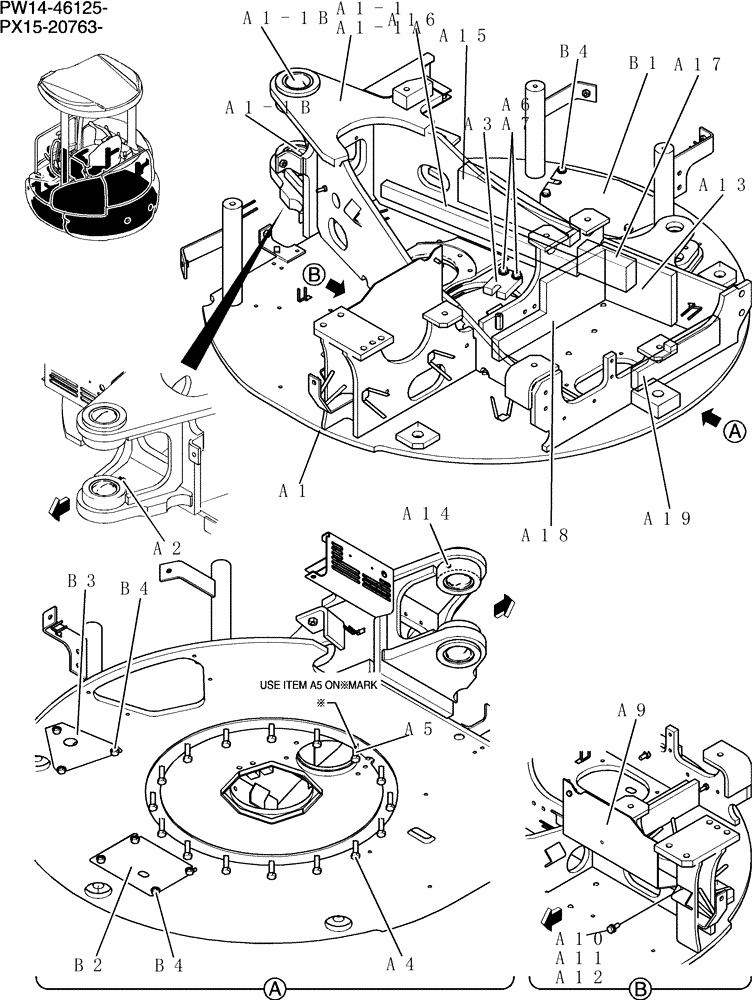 Схема запчастей Case CX36B - (010-72[1]) - FRAME ASSEMBLY, UPPER ANGLE DOZER (05) - SUPERSTRUCTURE